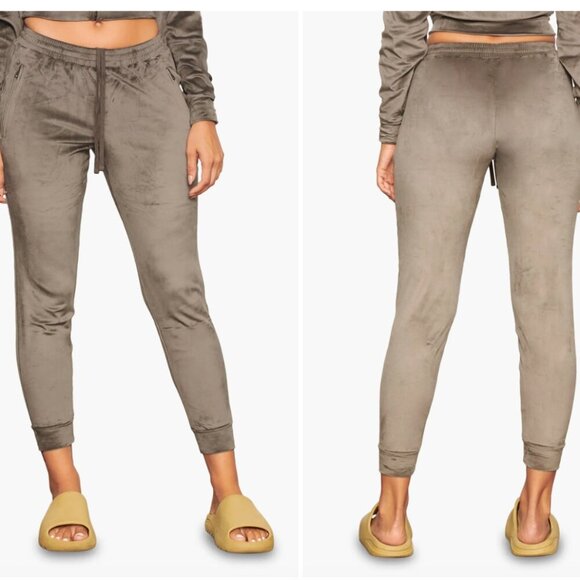Skims Joggers Pants Bottoms Tapered High Rise Stretch Velour Smoke Gray S Small - Picture 1 of 10